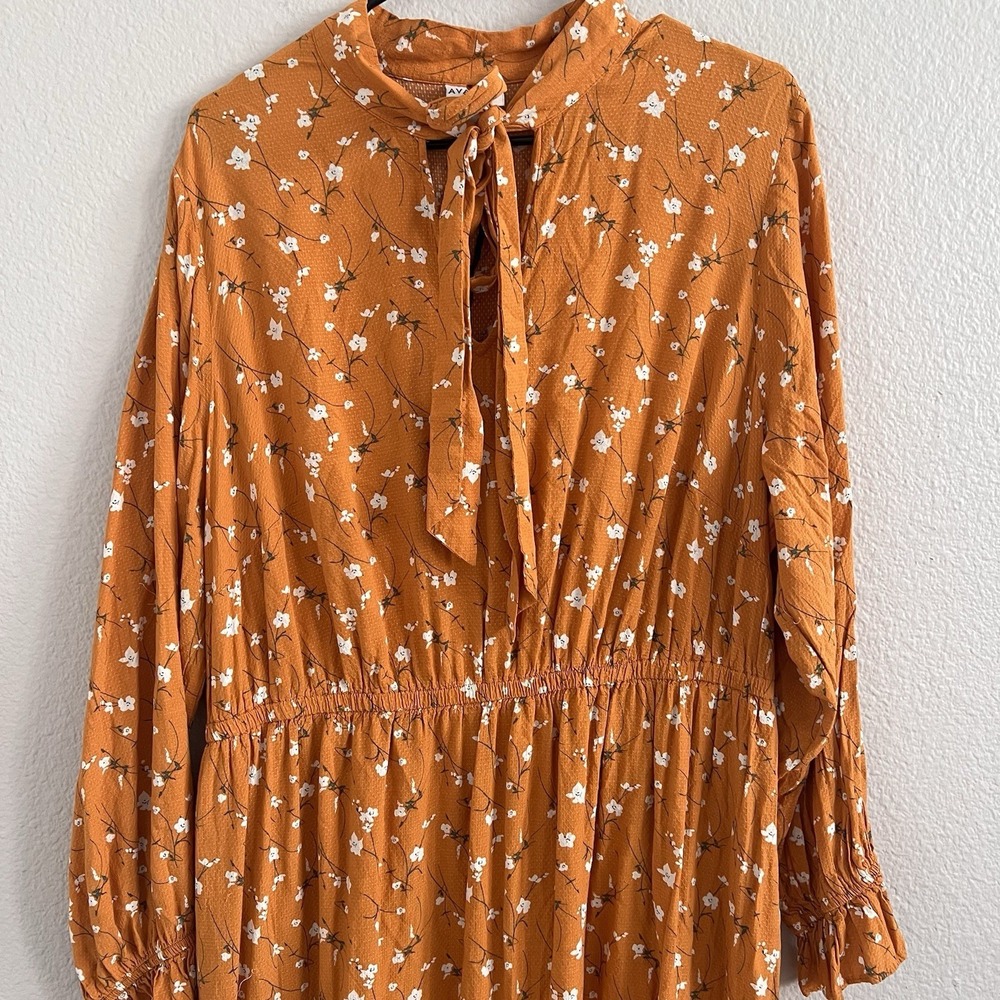 1X XL Floral Maxi Tiered Dress Cottagecore Boho Prairie Bow Ruffles Yellow - Picture 4 of 12